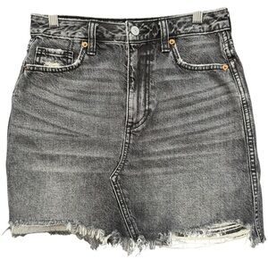 Abercrombie Zoe A-Line Skirt Size 25 Black Acid Wash Denim Distressed